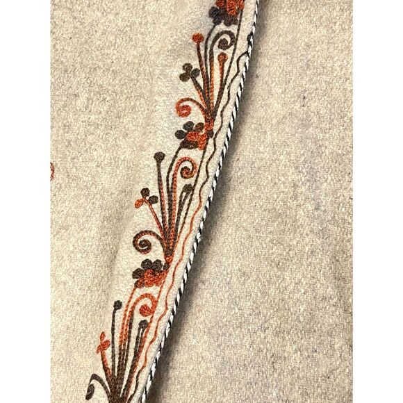 Vintage Embroidered Wool Duster Coat Beige Boho Folk Art Longline Handmade - Picture 4 of 14